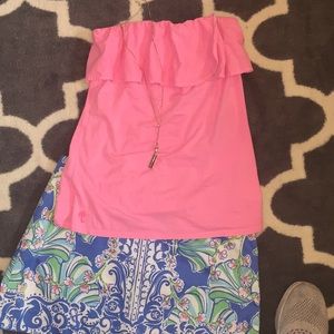 Lilly Pulitzer pink strapless top